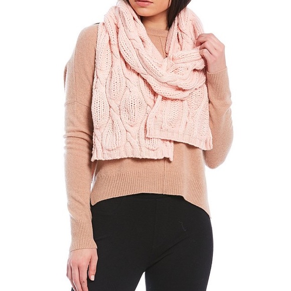 Badgley Mischka Accessories - Pink Cable Knit Scarf by Badgley Mischka